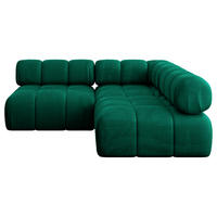 ECKSOFA modulares Sofa Samaro-L1 - 190x190x70 cm Dunkelgrün Velours - Dunkelgrün, Holzwerkstoff/Textil (190/190cm) - ALTDECOR
