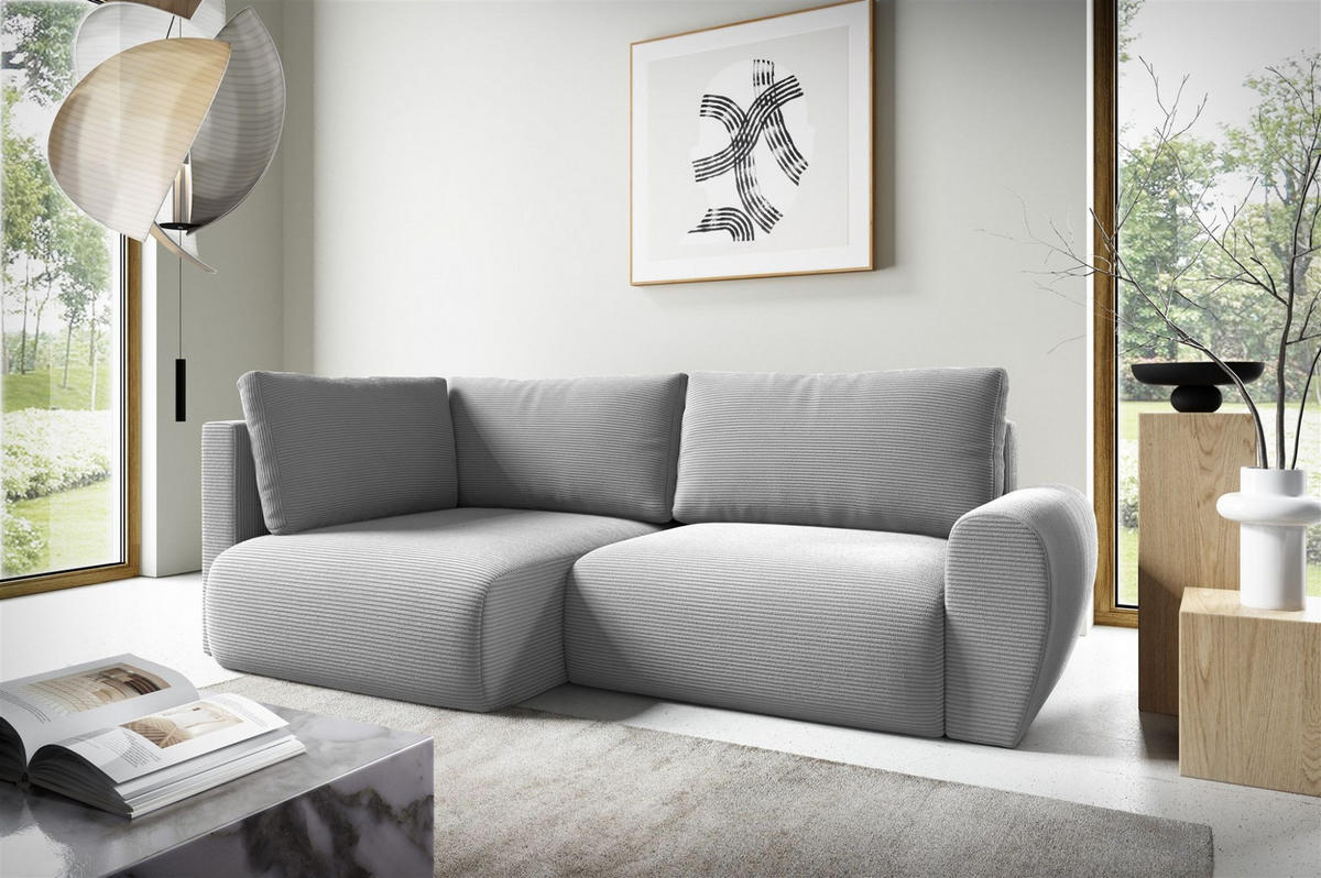 ECKSOFA Galan Mini Mit Schlaffunktion - Hellgrau, Holzwerkstoff/Textil (241/153cm) - Fun Möbel