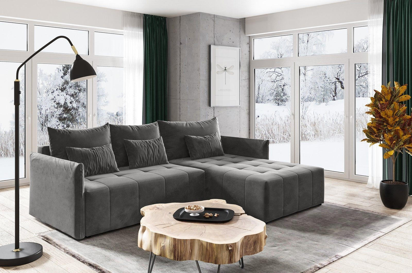 ECKSOFA Leno L - Grau, Holz/Textil (260/180cm) - Sofnet