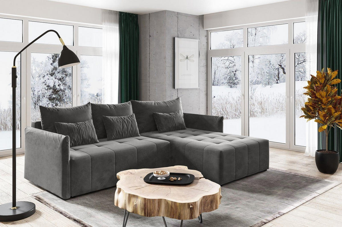ECKSOFA Leno L - Grau, Holz/Textil (260/180cm) - Sofnet