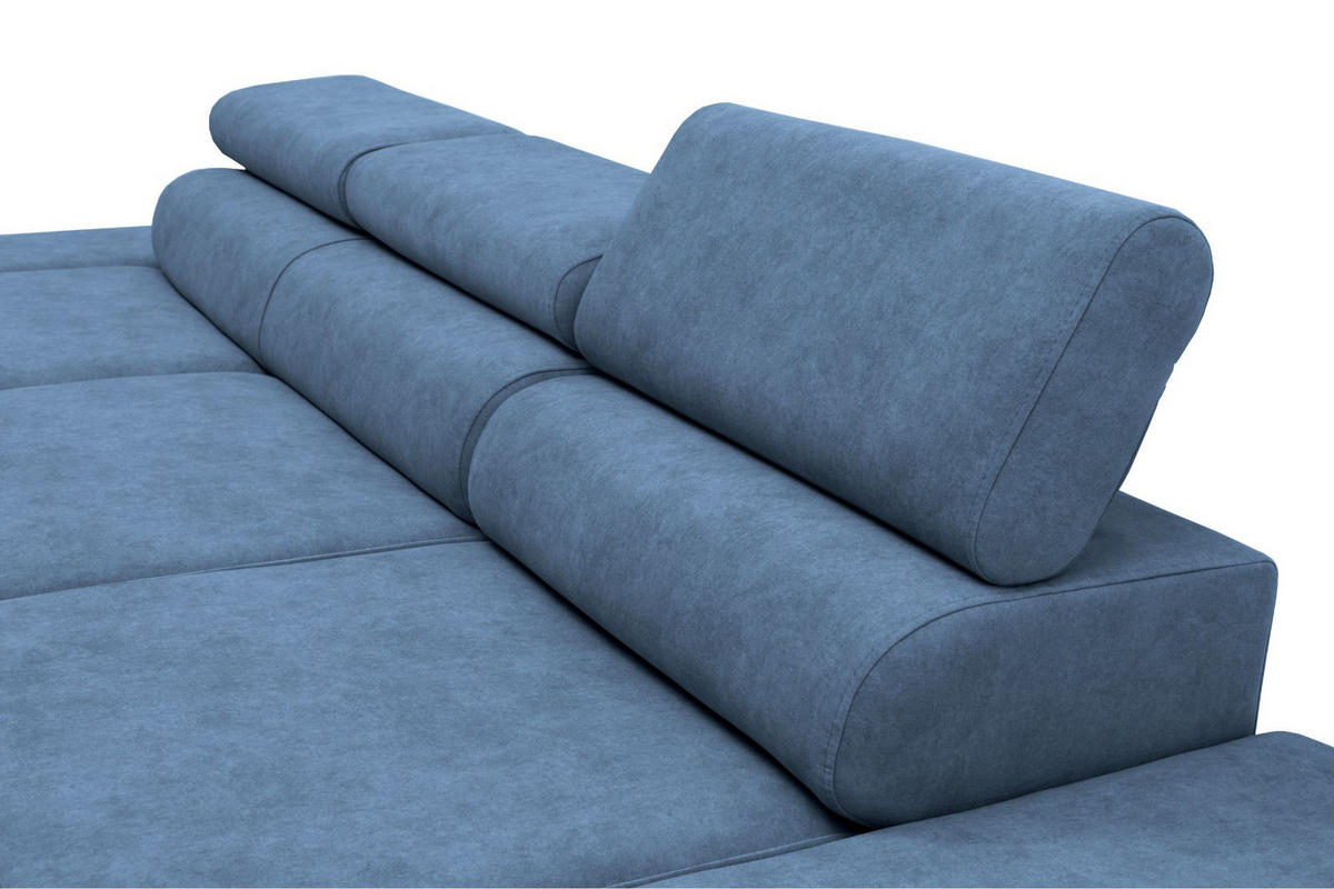 ECKSOFA JAZZ L Rechts mit Schlaffunktion 127x216 Velours Blau - Blau/Schwarz, Holz/Textil (237/285cm) - Muffo
