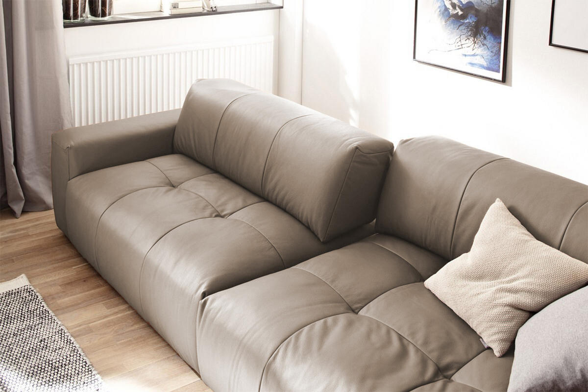 LEDERSOFA MIT SITZTIEFENVERSTELLUNG PALACE Taupe Leder - Taupe, Leder (298/74/120cm) - KAWOLA