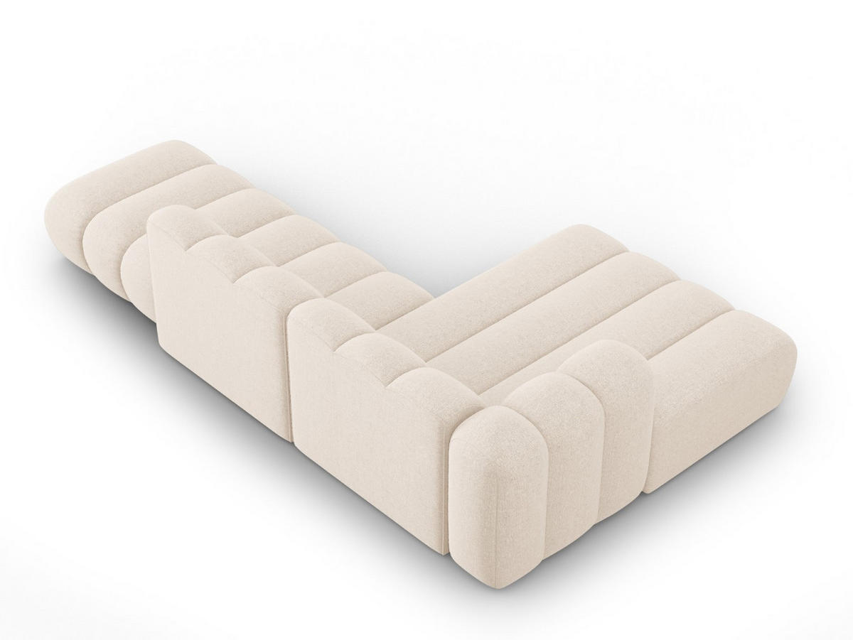 ECKSOFA modular links Lupine aus Chenille-Stoff leichtes beige 5 Sitzplätze - Creme, Textil (177/299cm) - Micadoni