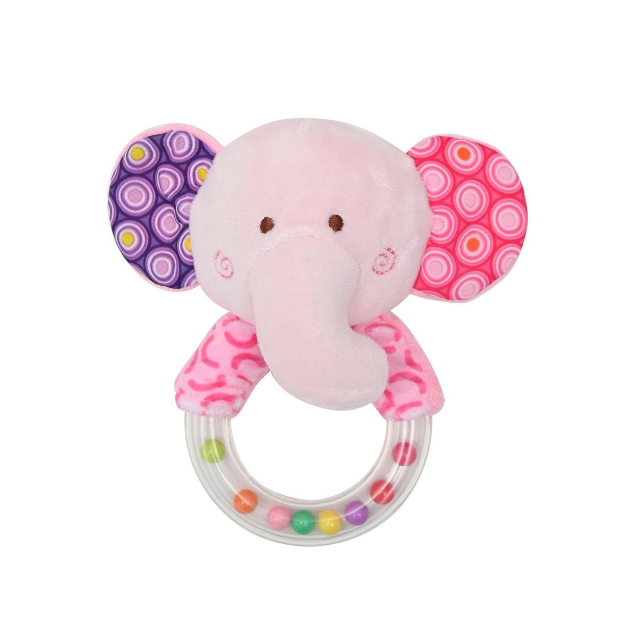 BABYRASSEL Plüschtier 13 cm rosa 13 cm, Rasselring, Greifling, Faltenzonen, Kuscheltier, Plüsch - Rosa, Textil (6/13/11cm) - Lorelli