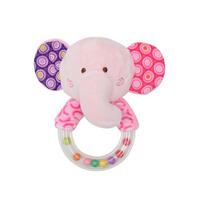 BABYRASSEL Plüschtier 13 cm rosa 13 cm, Rasselring, Greifling, Faltenzonen, Kuscheltier, Plüsch - Rosa, Textil (6/13/11cm) - Lorelli