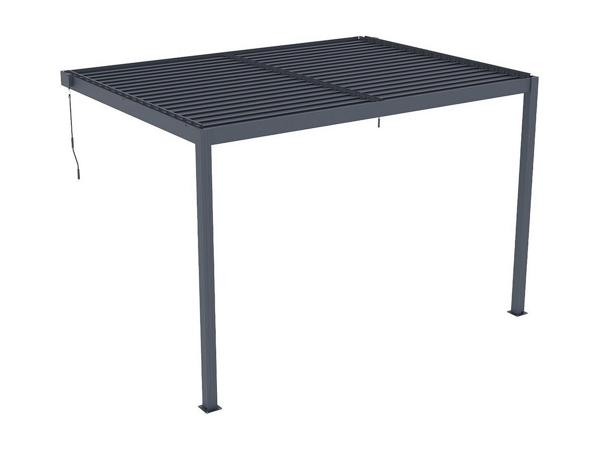 TERRASSENDACH anlehnend bioklimatisch aus Aluminium mit verstellbaren Lamellen - 11,85 m² - MANDELLO - Anthrazit, Metall (368/243/300cm) - Vente-Unique