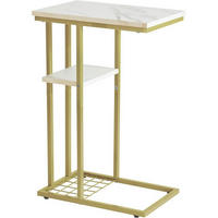 BEISTELLTISCH 2er-Set Marmormuster Weiß/Gold 40 x 26 x 61.5 cm - Multicolor, Metall (40/26/61.5cm)