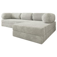 ECKSOFA ETERA modulares Boneless Sofa mit Schlaffunktion Hellgrau Cordstoff - Hellgrau, Textil (270/160cm) - MASSENO