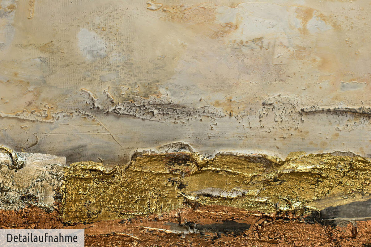 ACRYLBILD HANDGEMALT 120/40 cm - Weiß/Braun, Holz/Textil (1.76/40cm) - KUNSTLOFT