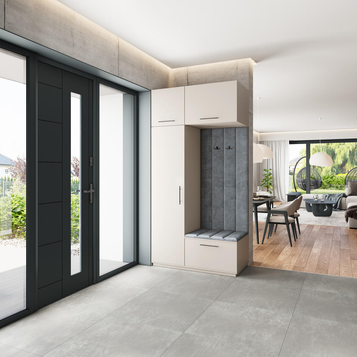 GARDEROBENSCHRANK REMA 120/240/60 cm Modern Garderobe-Set Kaschmir - Kaschmir/Grau, Holzwerkstoff (120/240/60cm) - MASSENO