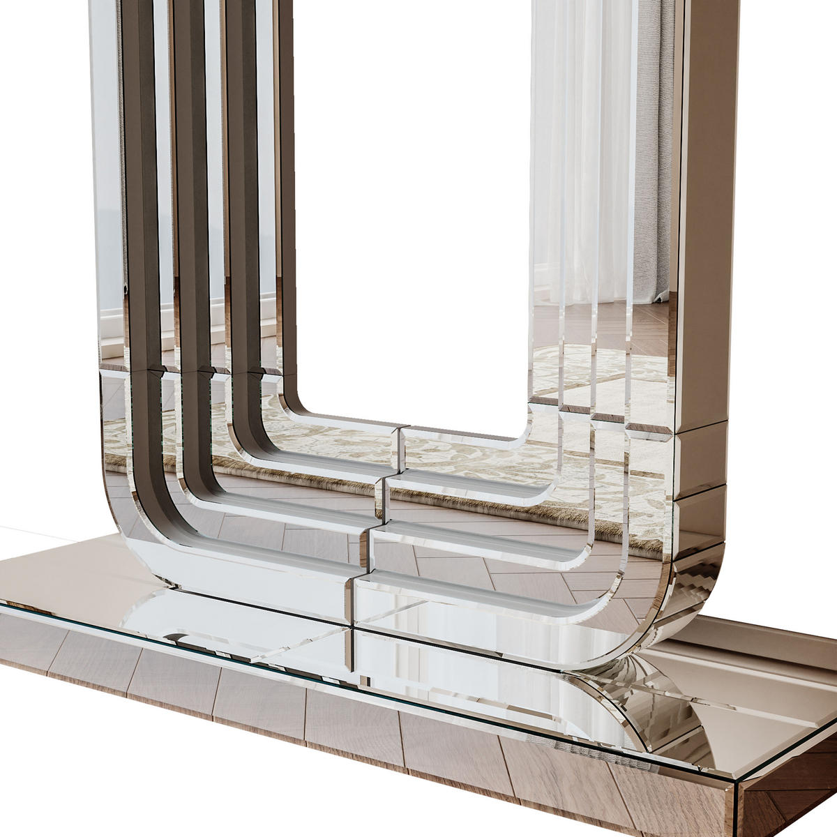 KONSOLENTISCH Silber 120/30/76 cm - Silberfarben, Glas (30/120/76cm) - PANGIVO