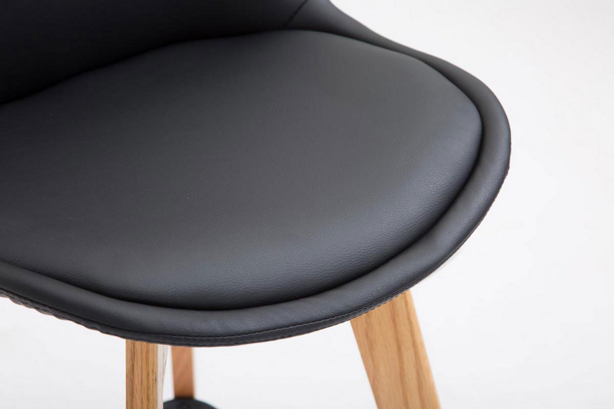 BARHOCKER Medoc, Gestell Natura, Kunstleder Schwarz - Schwarz/Naturfarben, Holz/Kunststoff (48/100/56cm) - TPFLiving