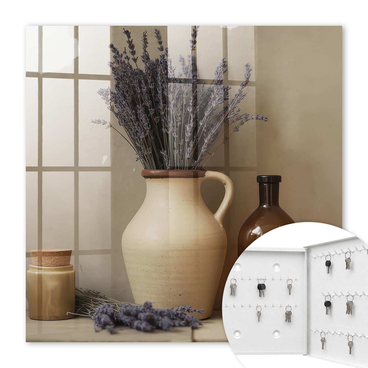 SCHLÜSSELBOX Weiß 30x30 cm – Türöffnung nach rechts - Lavendelvase - Beige, Metall (30/30/5cm) - TULUP