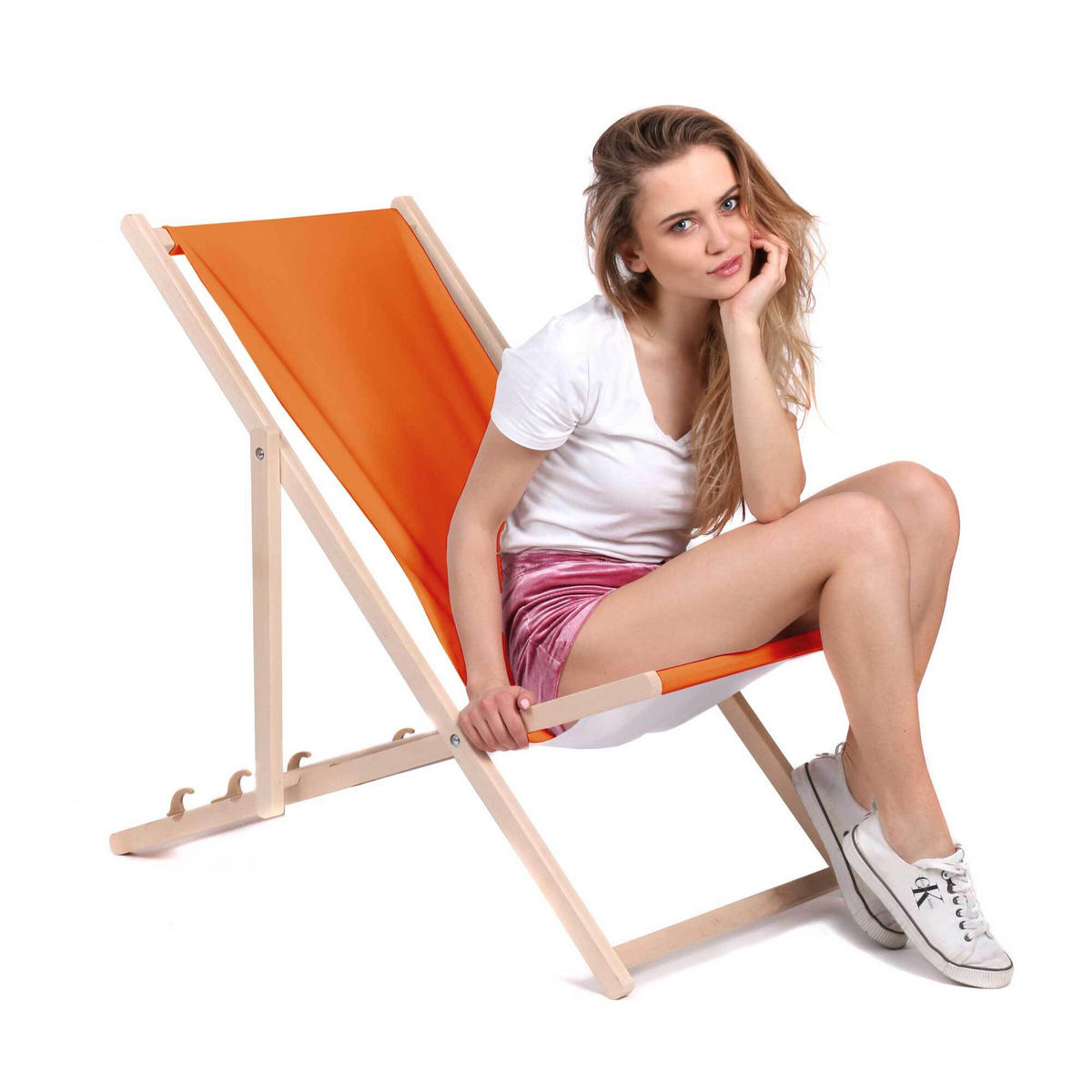 HOLZLIEGESTUHL klappbar Buchenholz Orange M - Orange, Holz (54/85/92cm) - Dreamroots