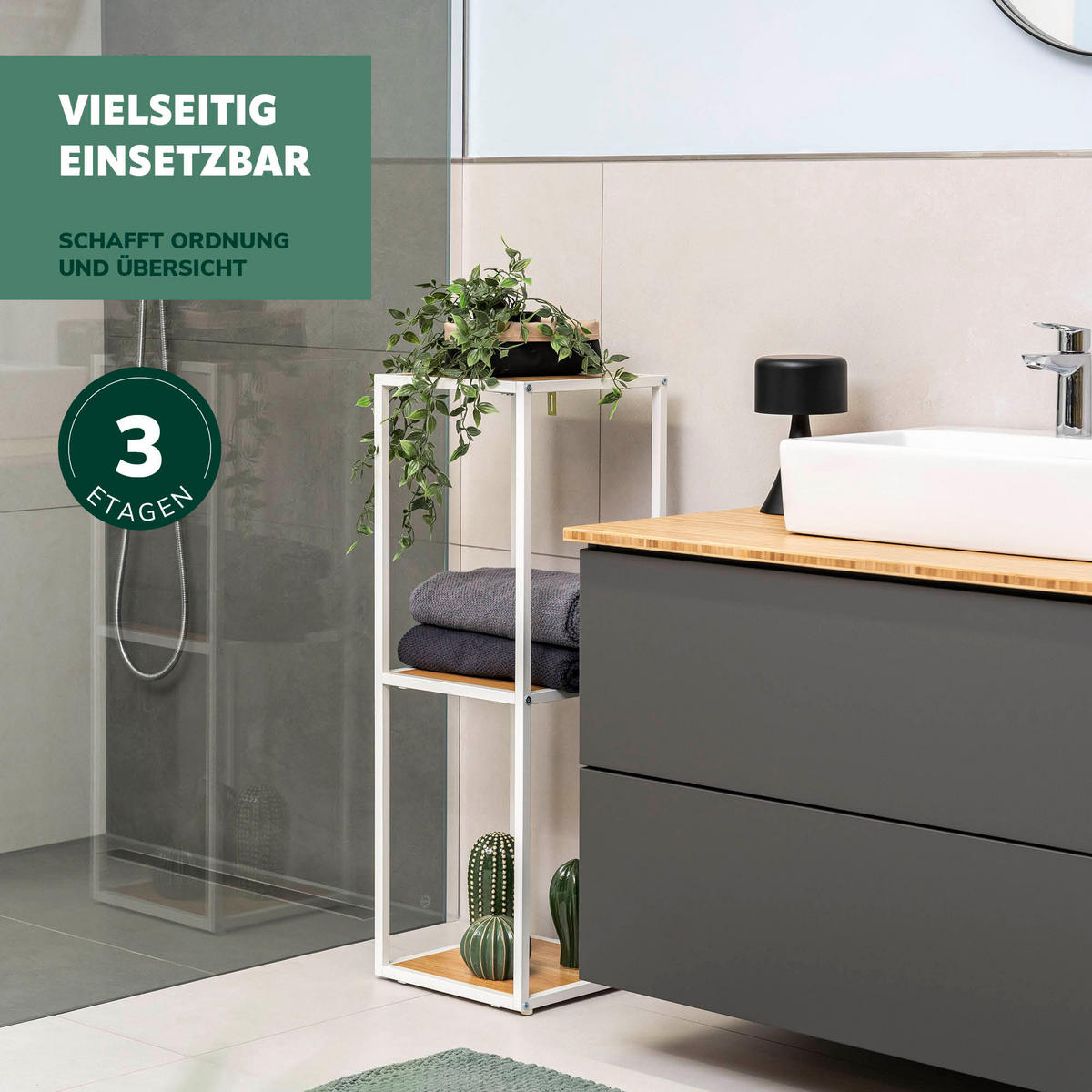 STANDREGAL, Metall, weiß - Weiß, Metall (30/89/30cm) - eluno