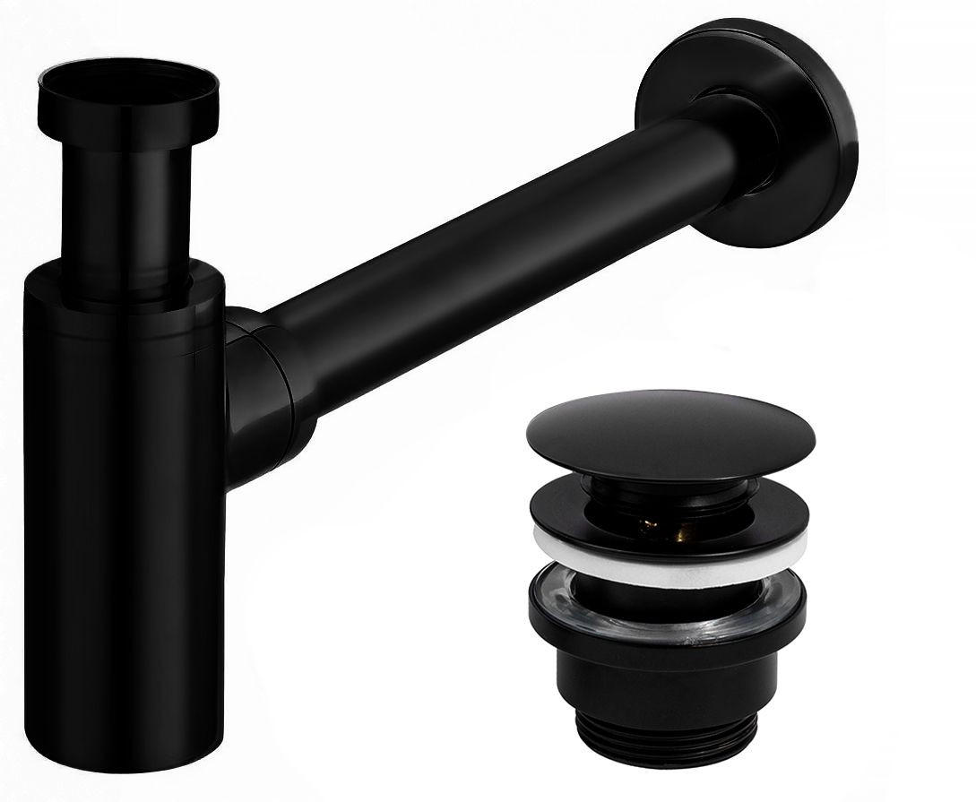 WASCHBECKEN-SIPHON Klik-klak Universal Rea Schwarz Matt - Schwarz, Metall (5/21/33.5cm) - REA