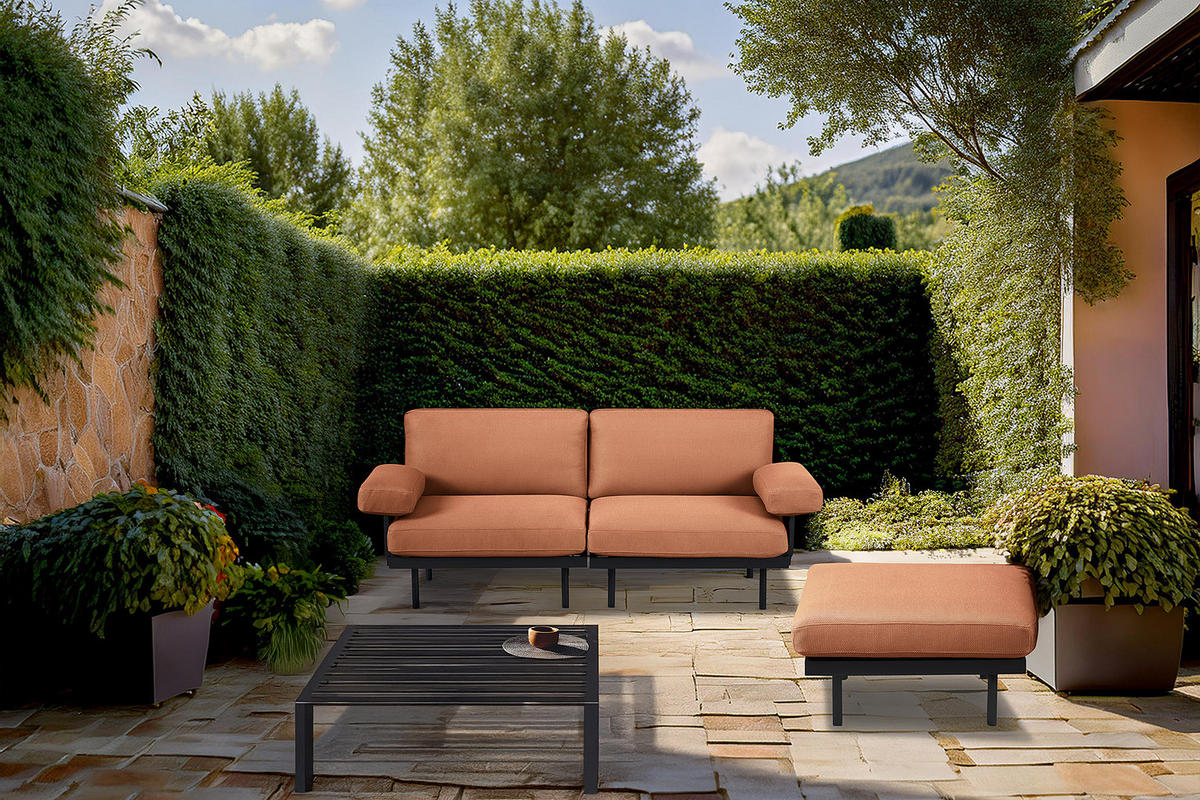 3-SITZER OUTDOOR-SOFA - Rosa, Textil/Metall (202/80/84cm) - home24