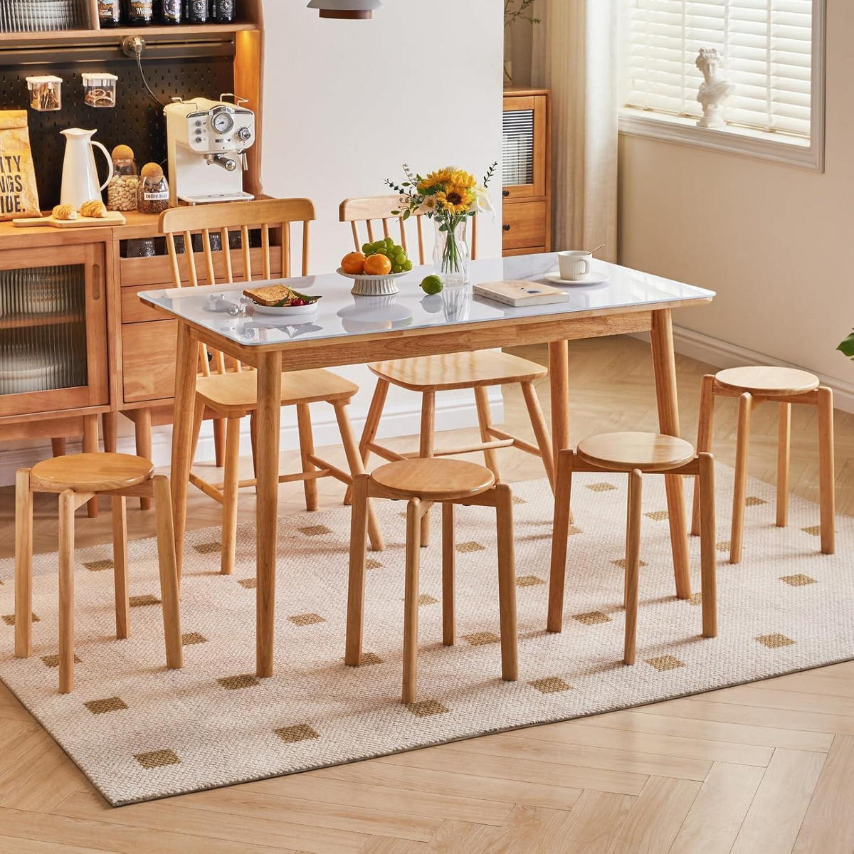 BARHOCKER 4er-Set Massivholz Natürliche Farbe 27 x 27 x 45 cm - Braun, Holz (27/45/27cm)