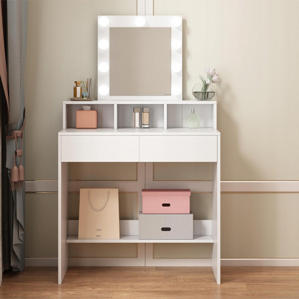 SCHMINKTISCH weißer 40/80/145 cm - Weiß, Holzwerkstoff (80/145/40cm)