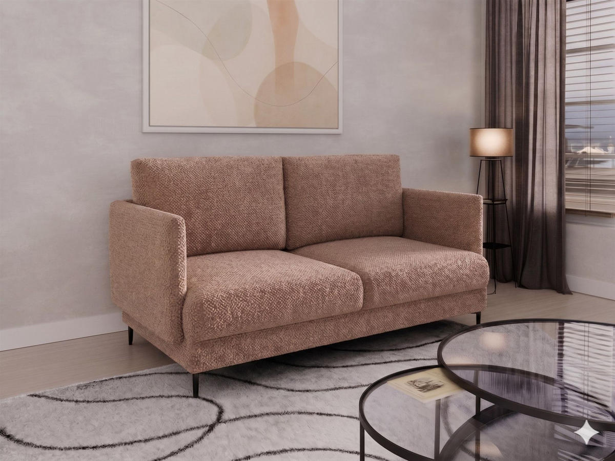 SOFASET Helmer 3-2-1 In Stoff Baloo - Hellbraun, Holzwerkstoff/Textil (226/95/95cm) - Fun Möbel