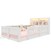 FLACHBETT 90x200cm Gitter Kinderbett LED Weiß - Weiß, Holzwerkstoff (90/200cm) - FLIEKS