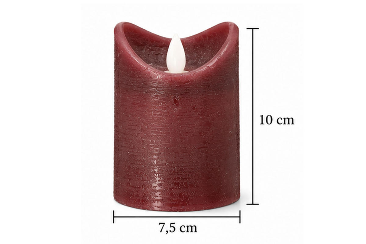 LED-KERZE Ø7,5x10 cm, Dunkelrot - Dunkelrot, Naturmaterialien (7.5/7.5/10cm) - dasmöbelwerk