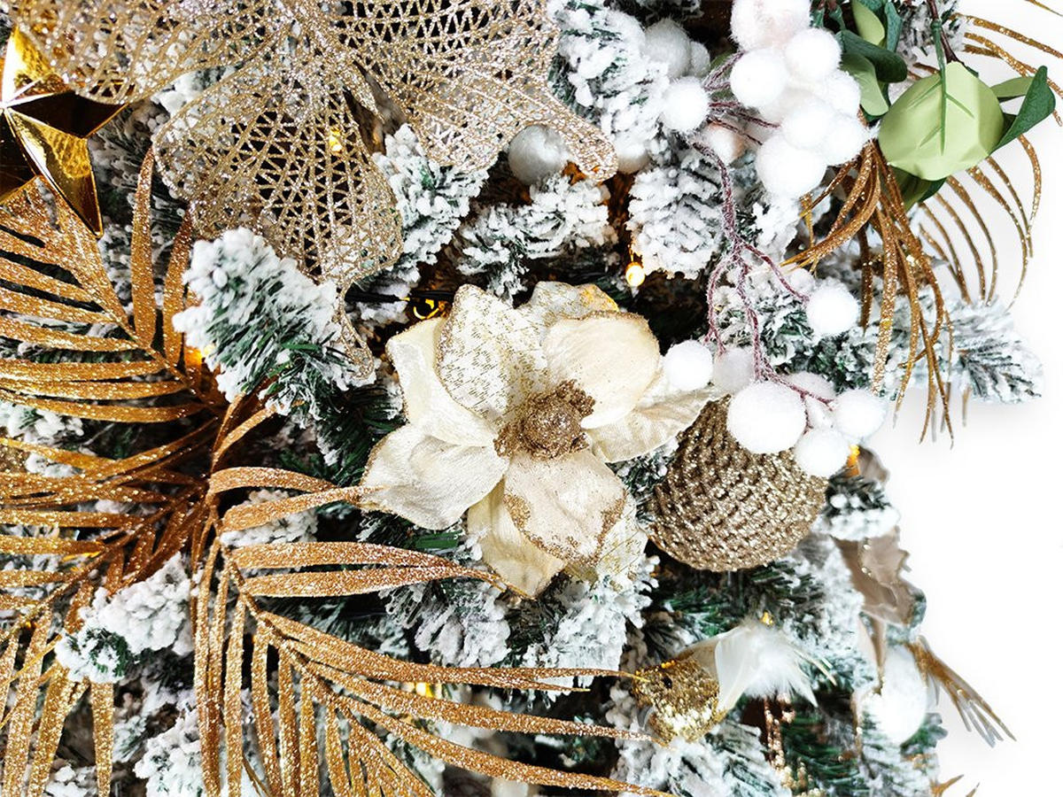 WEIHNACHTSBAUMSCHMUCK-SET CHAMPAGNEGLANZ 106-teilig, für Weihnachtsbäume 120–210 cm, inkl. Aufbewahrungsbox - Champagner/Goldfarben, Kunststoff/Textil (55/50/75cm) - LAALU