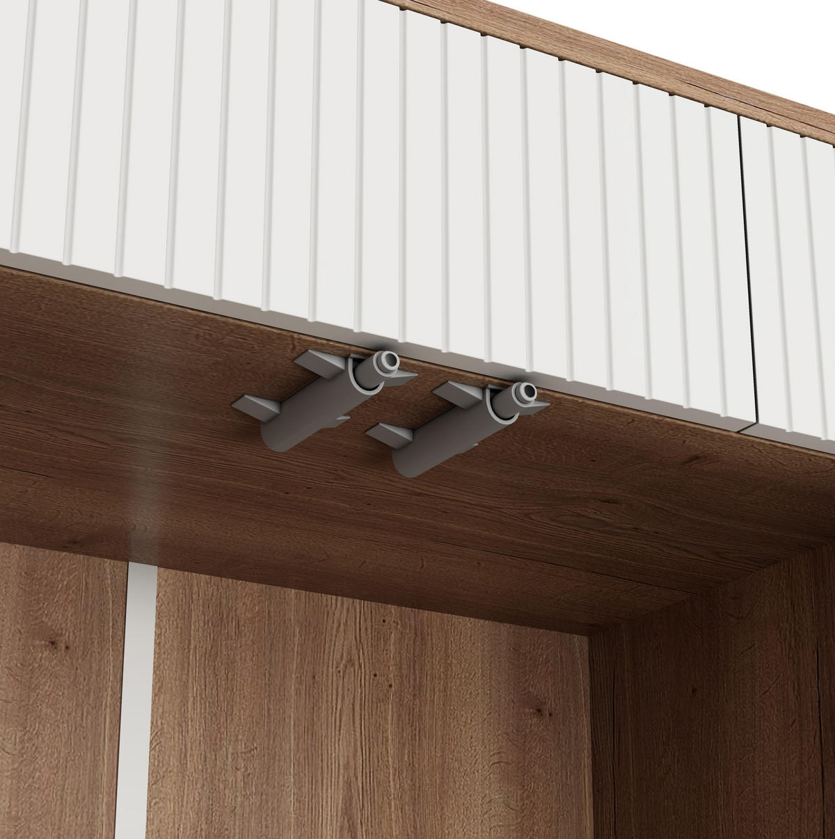 BOTNÍK 90/35/100 cm bílá a přírodní z MDF a dřevotřísky se 3 dvířky a 2 zásuvkami - bílá, kompozitní dřevo (90/100/35cm) - OKWISH