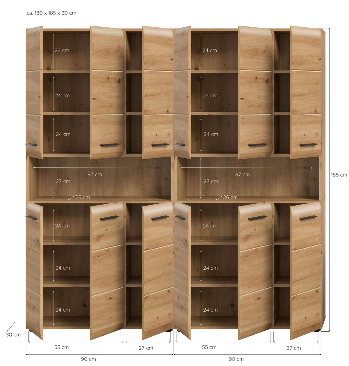 BAD-SET ICE 2-tlg . (B/H/T: ca. 180/185/30 cm) in Artisan Oak Nachbildung/Artisan Oak Nachbildung - Eiche Artisan, Holz (180/185/30cm)