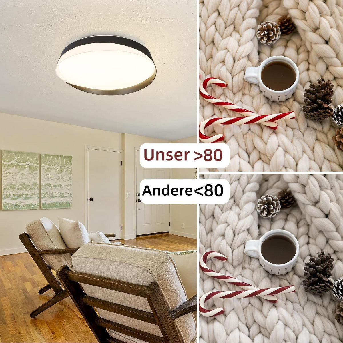 LED-DECKENLEUCHTE Beatrix 42/42/8 cm - Schwarz, Kunststoff (42/42/8cm) - Nettlife