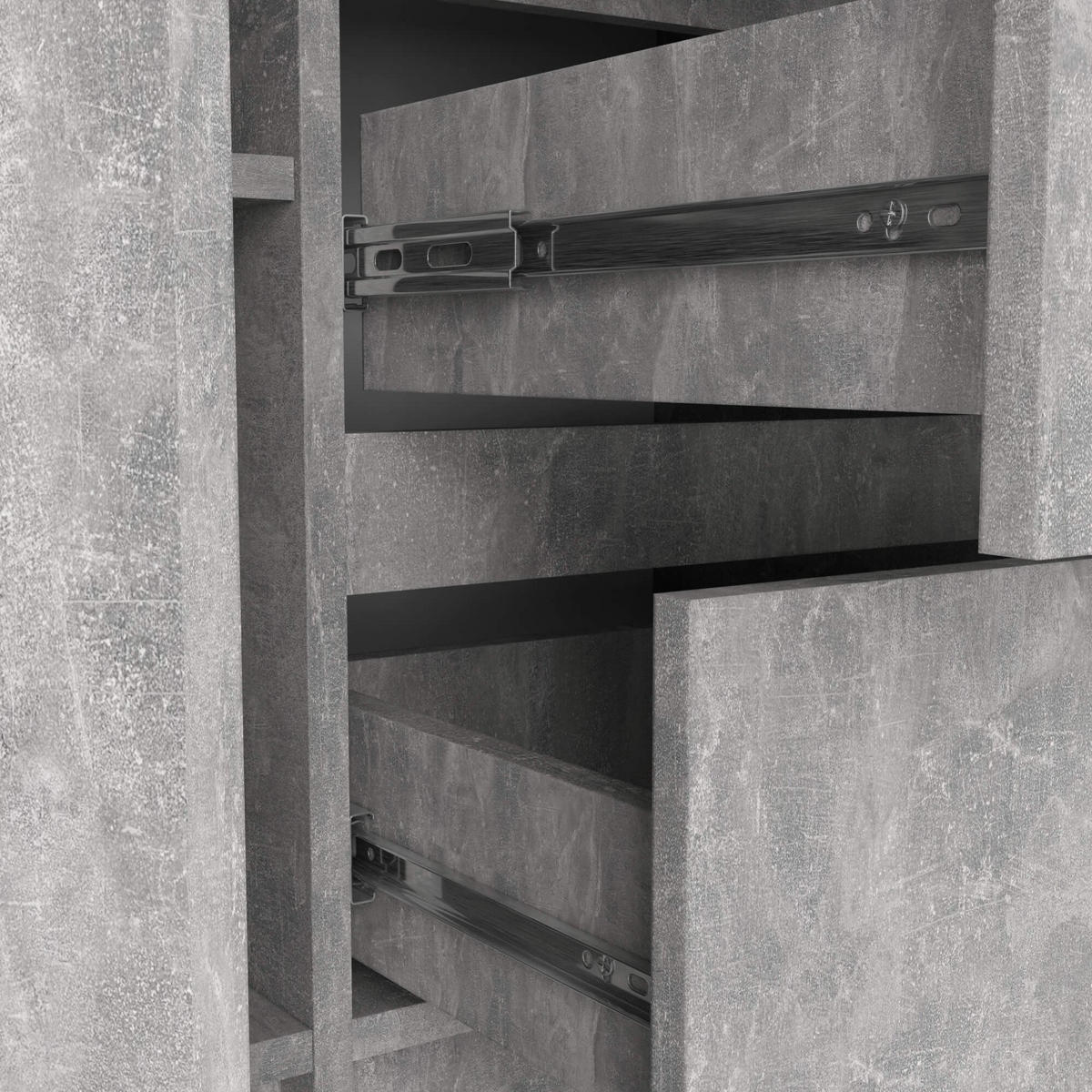 KOMMODE K100 3 Schubladen, 101x76x35 cm, Beton - Graphitfarben, Holz (101/76/35cm) - Milordbikes