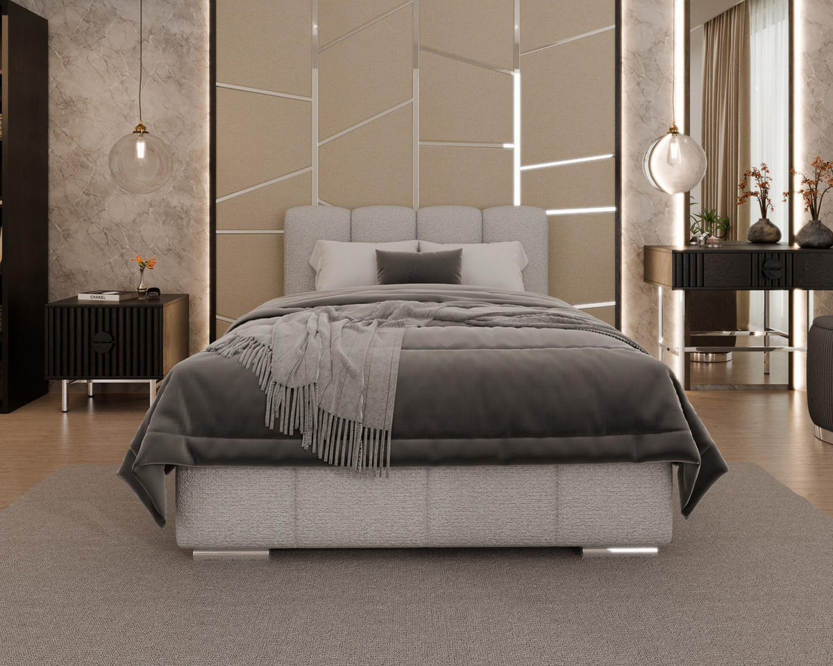 POLSTERBETT Zaira 120x200cm – Elegantes Polsterbett für modernen Wohnstil , ohne matratze, Sandfarben - Sandfarben, Holz (90/200cm) - Homesy
