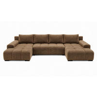 WOHNLANDSCHAFT OVIA U mit Bettkasten und Schlaffunktion, Bouclé-Stoff in U-Form - Braun, Textil (350/80/185cm)