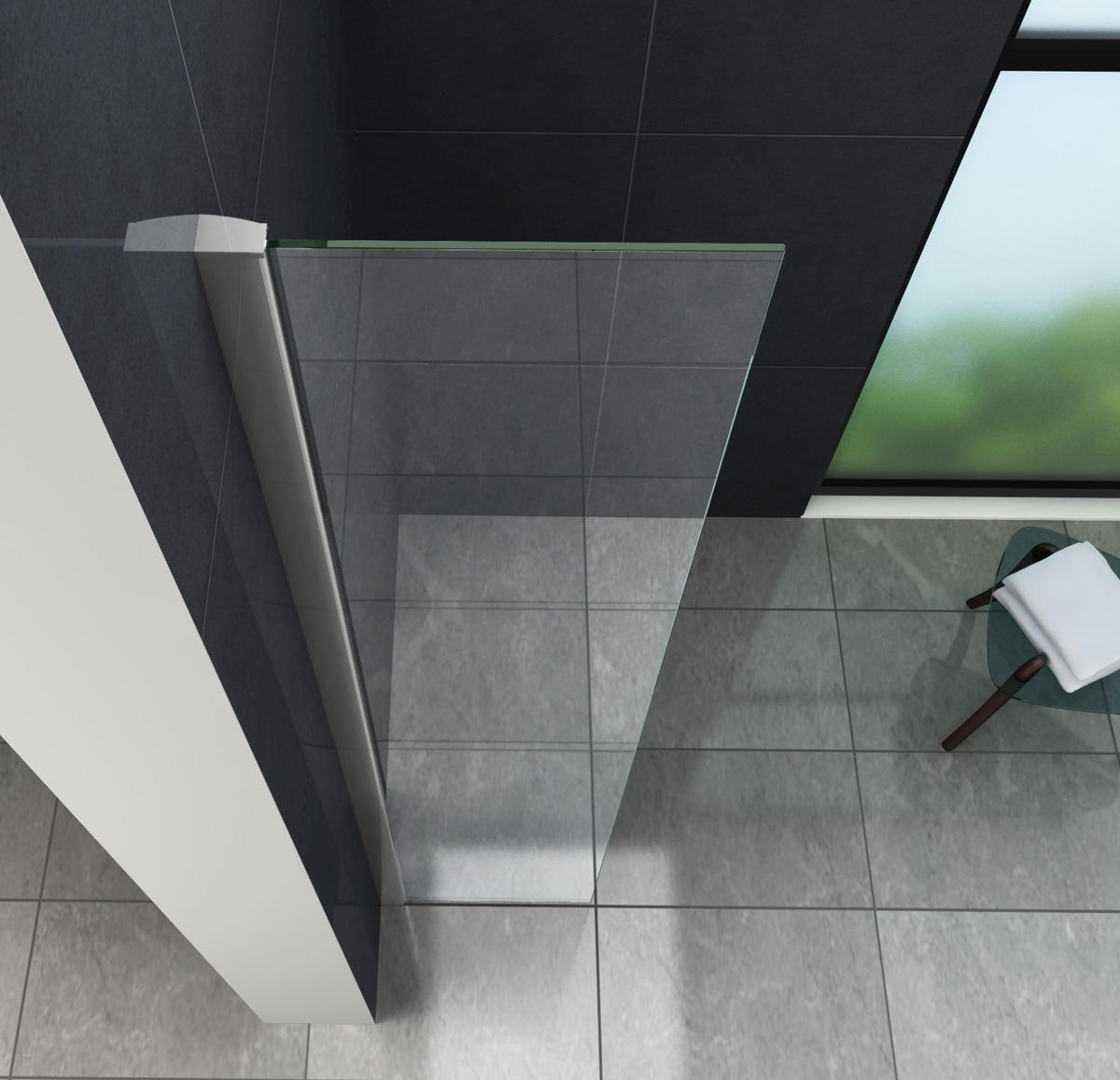DUSCHWAND AQUOS-MINI Klar 40 x 200 cm 10 mm ESG - Klar, Glas (40/200cm) - Glasdeals