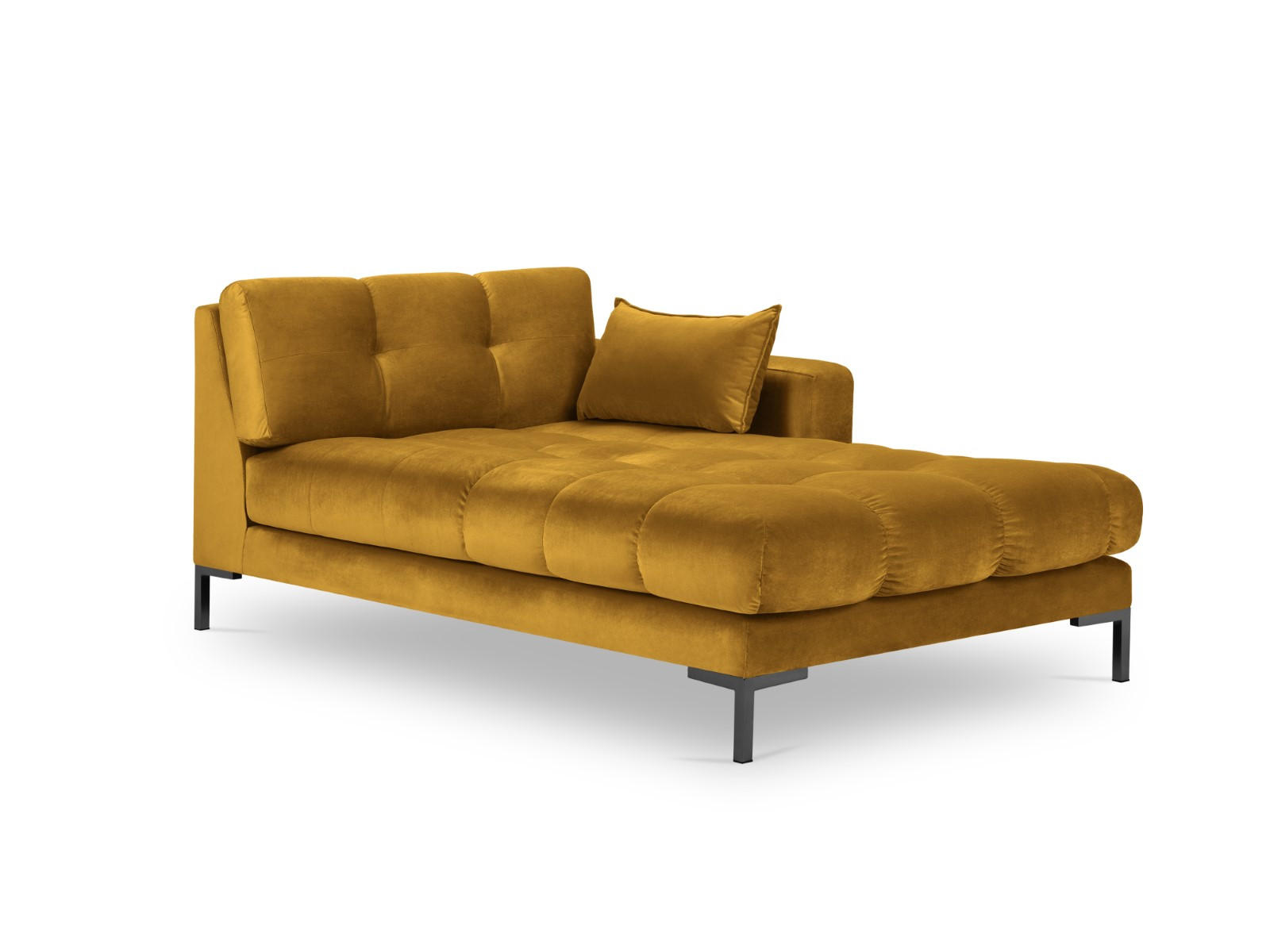 CHAISELONGUE rechts Mamaia aus Samt gelb - Gelb, Textil (102/75/185cm) - Micadoni