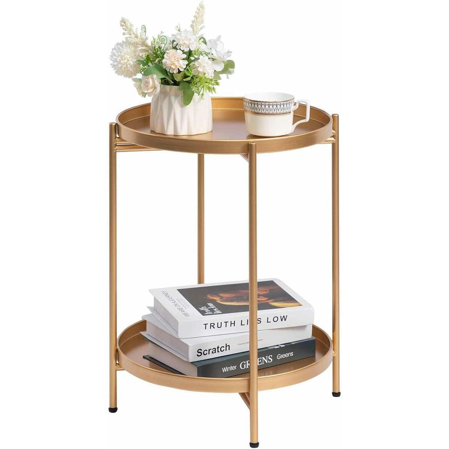 BEISTELLTISCH rund Metall Gold 37 cm - Goldfarben, Metall (37/37/50cm)
