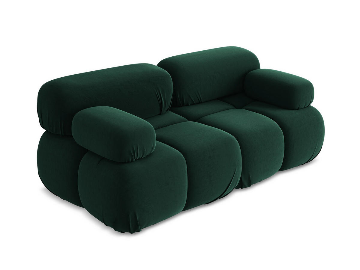 2-SITZER-SOFA Samt Stoff Grün - Blau/Dunkelgrün, Kunststoff/Textil (190/70/96cm) - Makamii