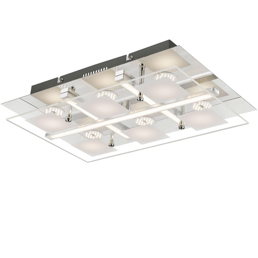 LED DECKENLEUCHTE Metall Weiß - Weiß, Glas (38/24/7cm) - Globo Lighting