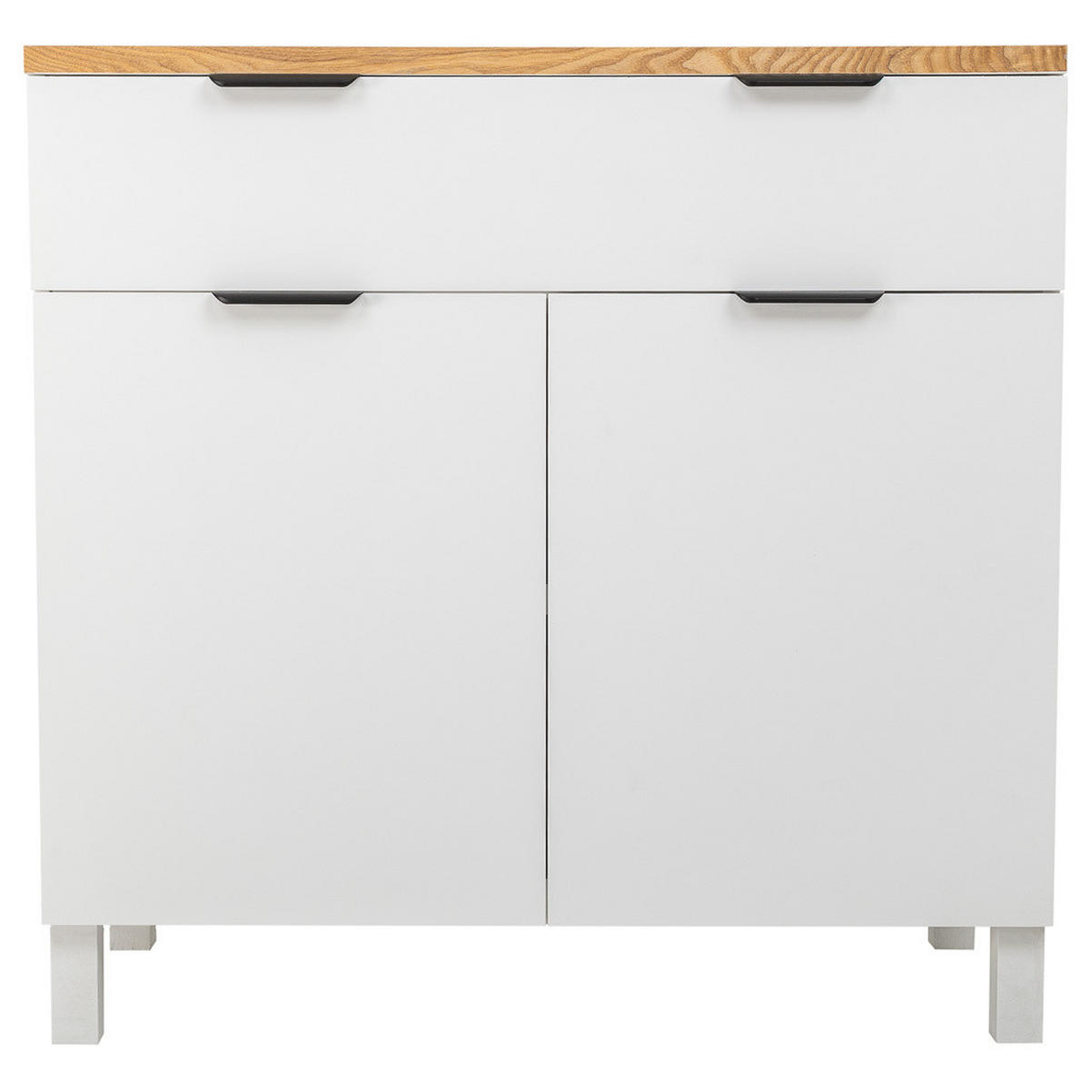 ANRICHTE aus Holz mit 2 Schubladen und 2 Türen, 82x40x80 cm - Weiß, Holzwerkstoff (82/80/40cm) - Wanderlust