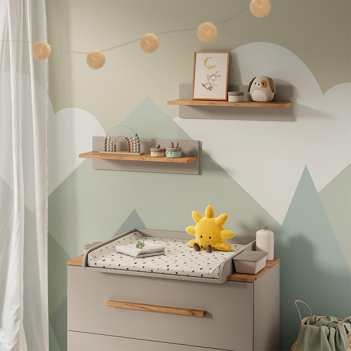 POLICE NA DĚTSKÝ POKOJ Malia Kašmír/Řemeselné - kašmírová/světle šedá, kompozitní dřevo (70/20/20cm) - VitaliSpa