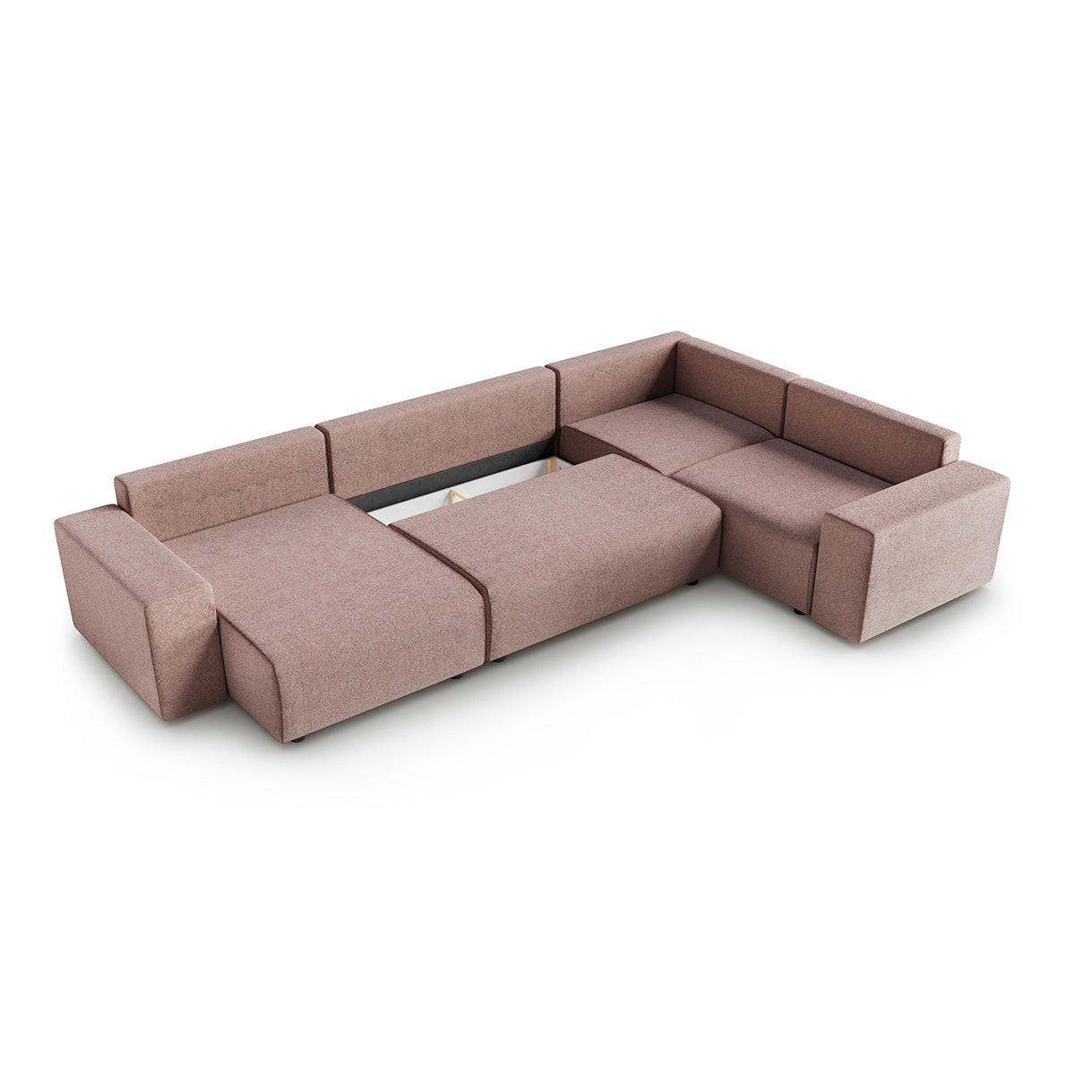 PANORAMASOFA Lorenzo 5 Sitzplätze Rosa - Pink, Holz (378/85/236cm) - Petits-meubles