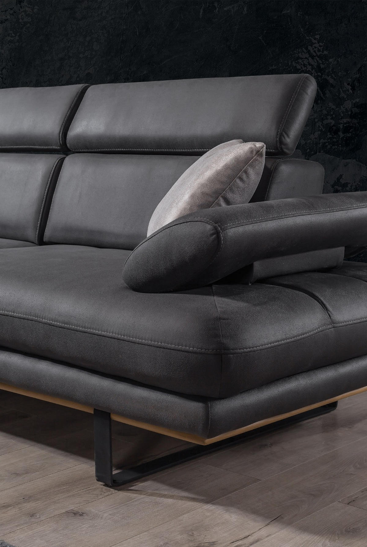 2 Sitzer SOFA Energy Nubuk Anthrazit - Anthrazit, Textil/Metall (200/80/100cm) - Villa Möbel