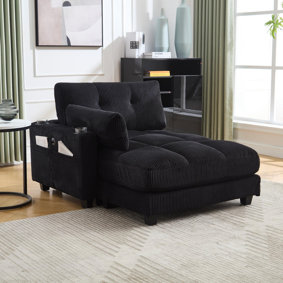 SOFABETT 140/112/81 cm Schwarz - Schwarz, Textil (112/81/140cm)