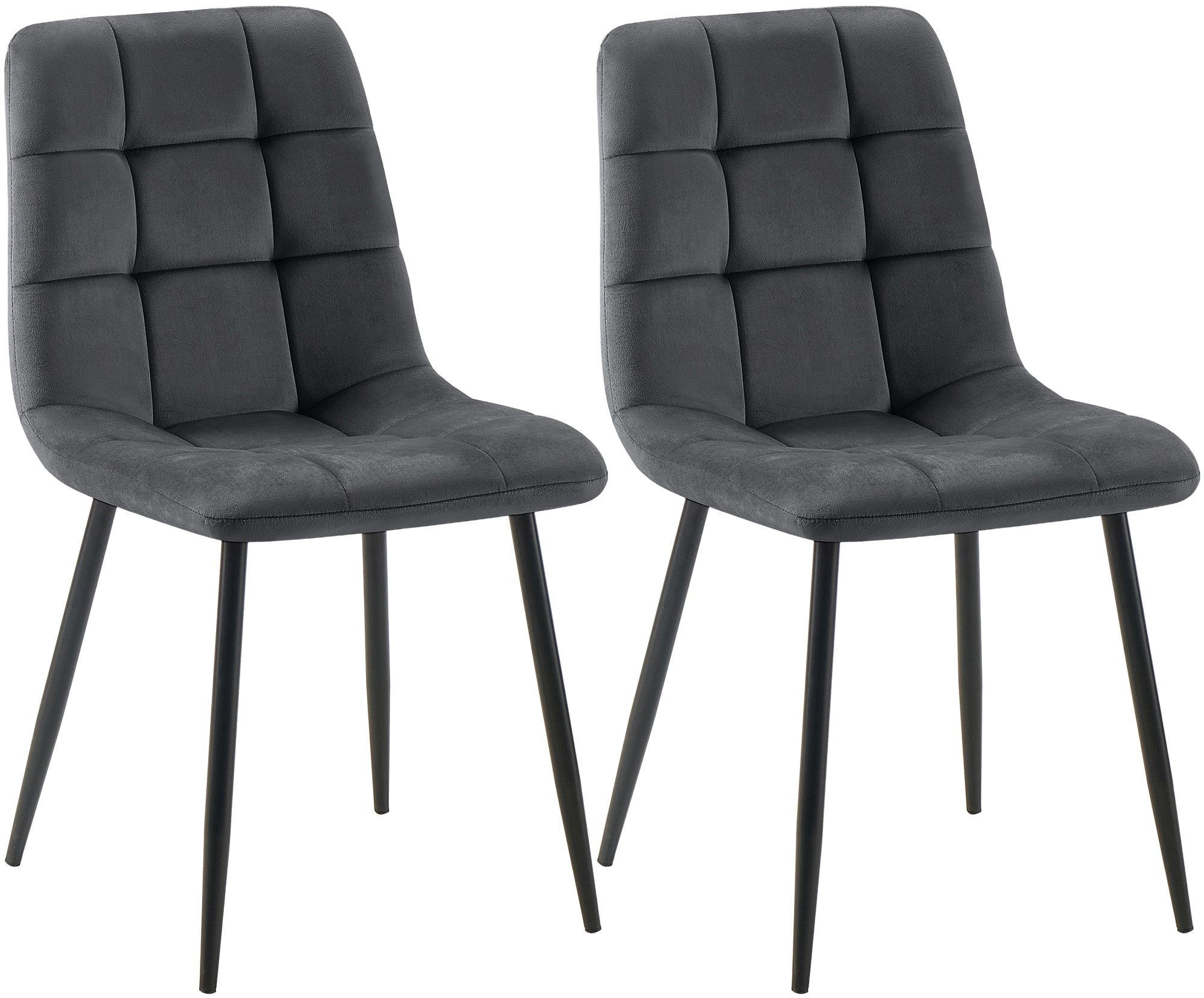 STUHL 2 Samt Dunkelgrau - Dunkelgrau/Schwarz, Textil/Metall (45/84/55cm) - CLP