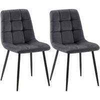 STUHL 2 Samt Dunkelgrau - Dunkelgrau/Schwarz, Textil/Metall (45/84/55cm) - CLP