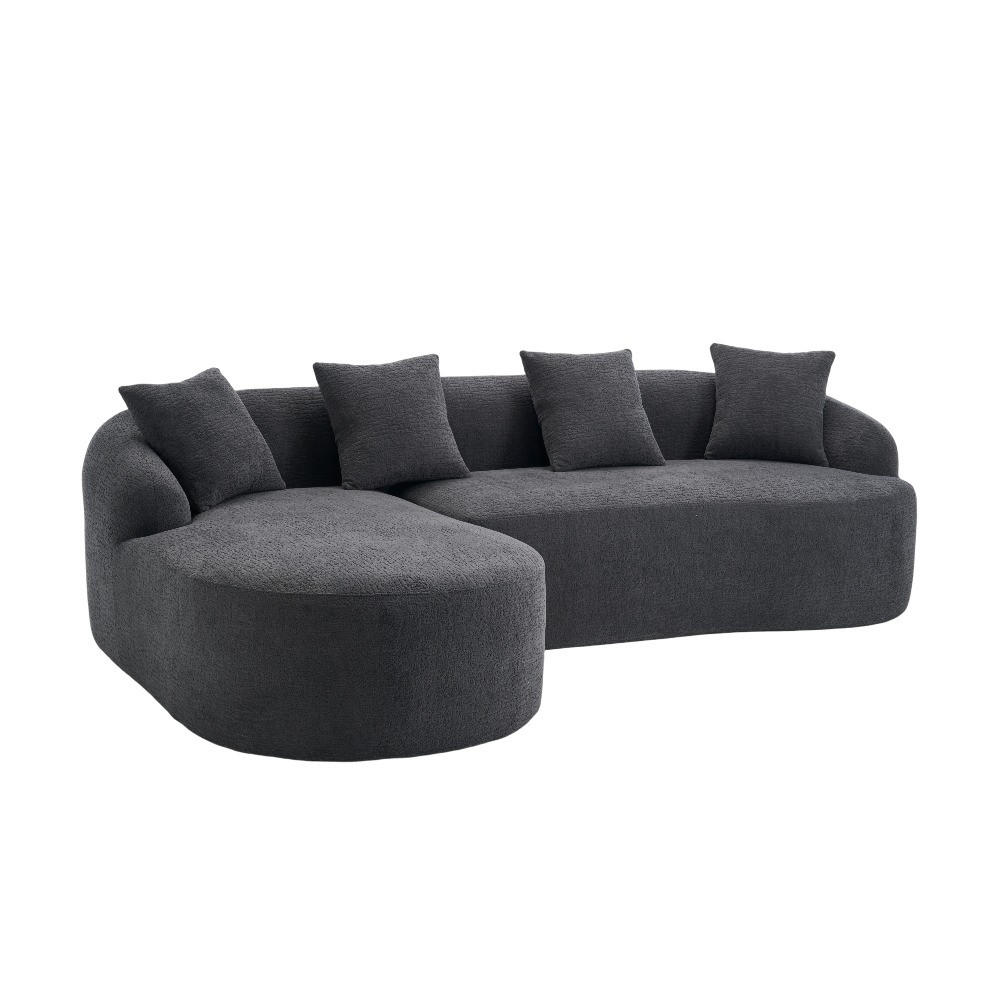 SOFA 3-Sitzer bogenförmig Chenille Dark Grey - Dunkelgrau, Textil (150/243cm) - Meubliv