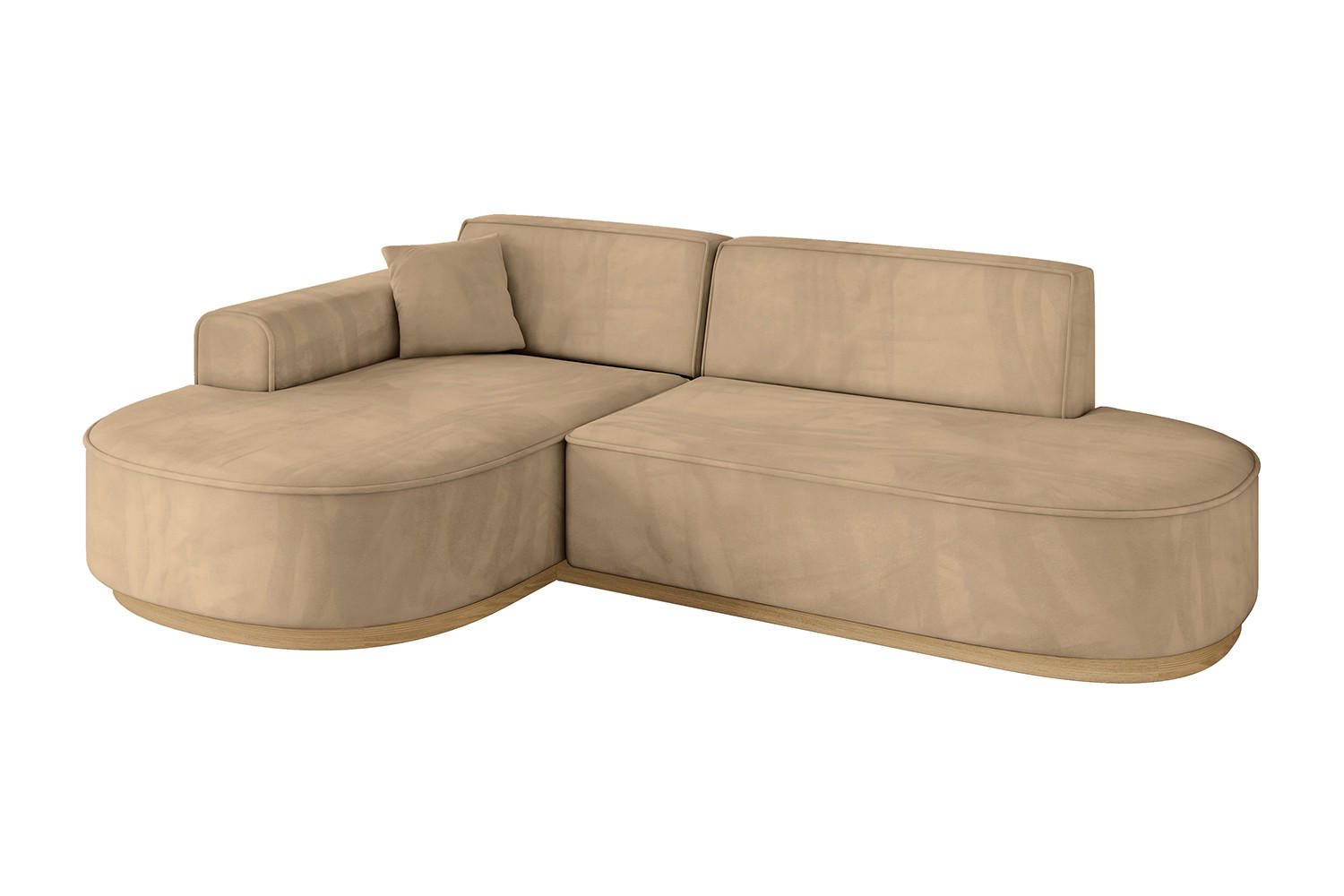 ECKSOFA Ottomane Links MARI-L1-v2 - 243x171x83 cm Taupe Velours - Taupe, Holzwerkstoff/Textil (243/171cm) - ALTDECOR