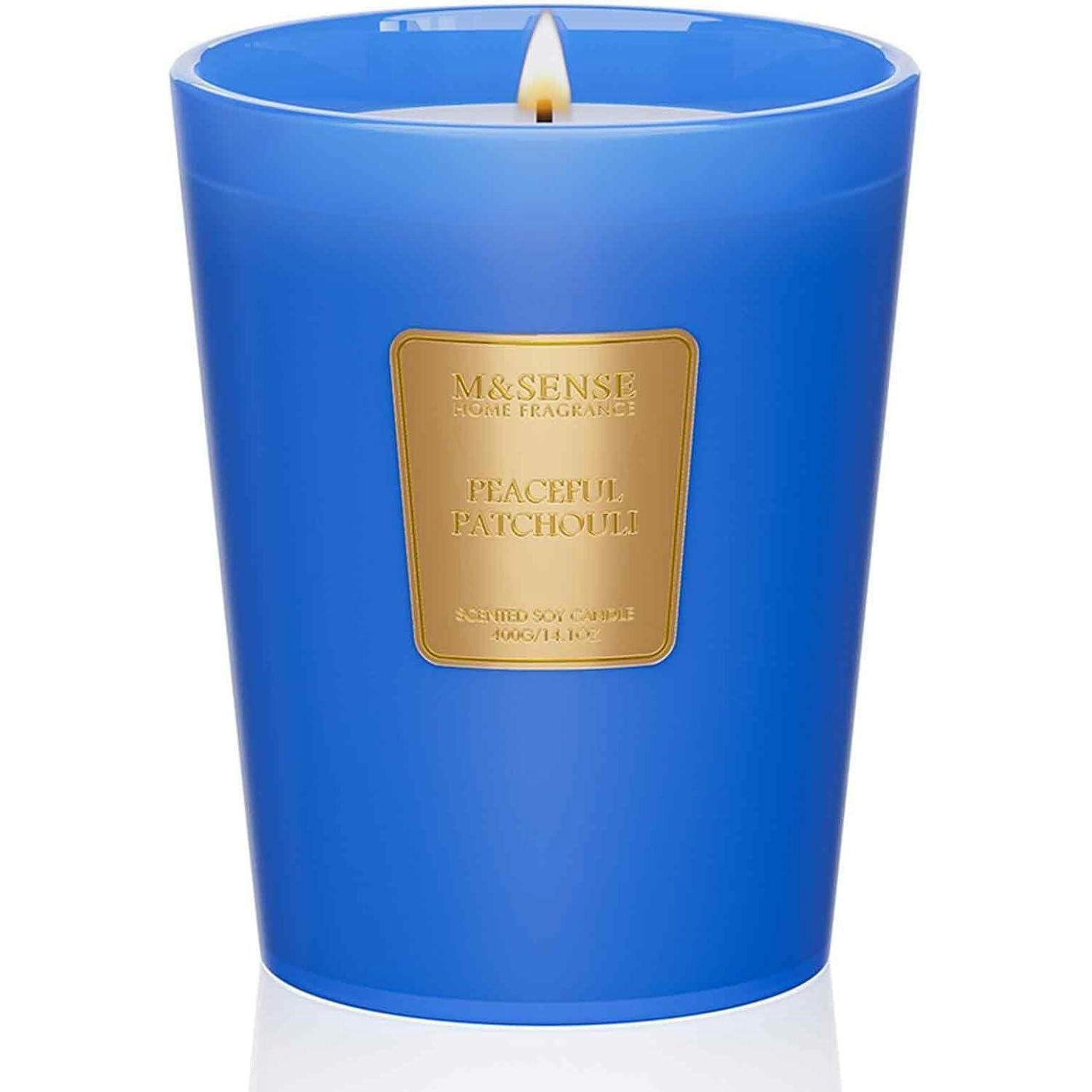 DUFTKERZE im Glas Pazifisches Patchouli 400g - Blau, Paraffin (9cm)