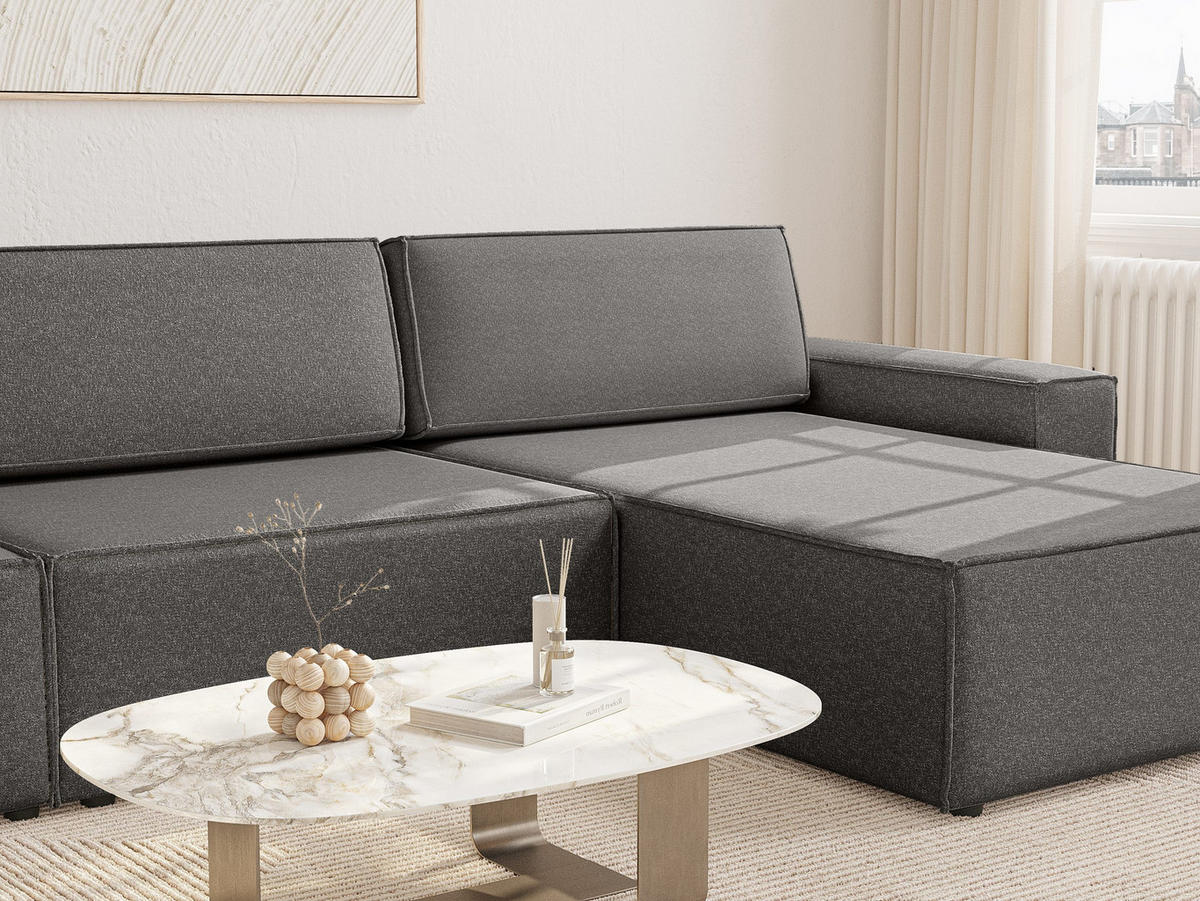ECKSOFA Lummo Re mit Schlaffunktion, Graphit - Graphitfarben, Textil (323/185cm) - Fedve