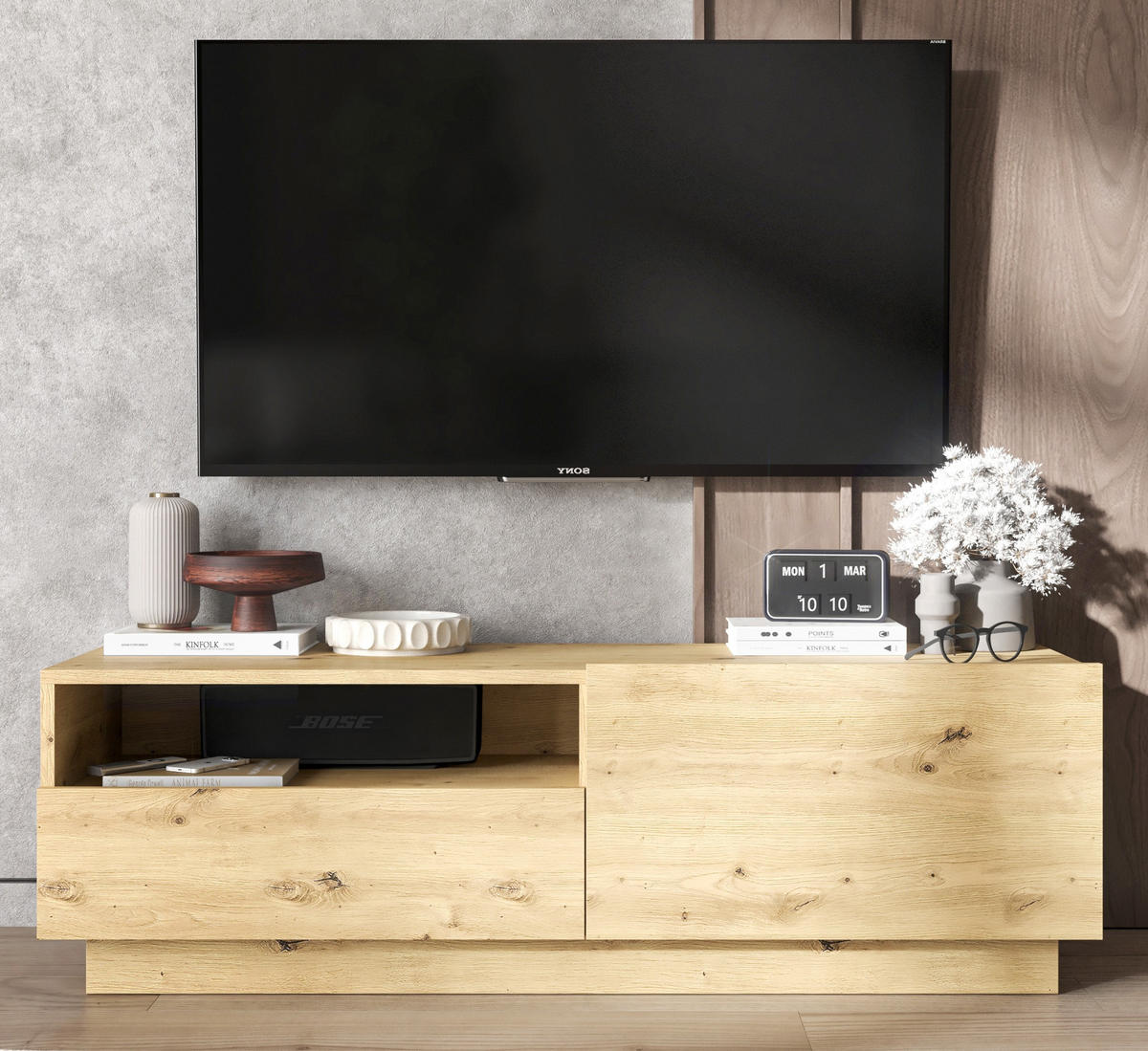 TV-SCHRANK Enjoy Eiche Artisan matt Loft Schublade 120 cm - Eiche Artisan, Holzwerkstoff (120/37/35cm) - Meble Lindner